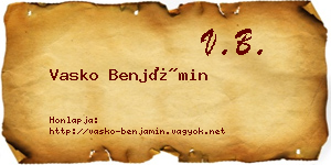 Vasko Benjámin névjegykártya